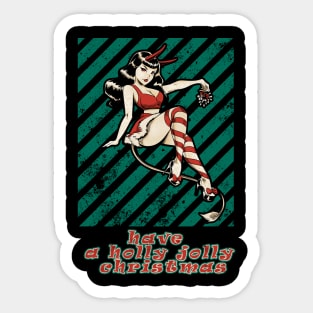 Have a holly Jolly Christmas  RETRO XMAS GIRL Sticker